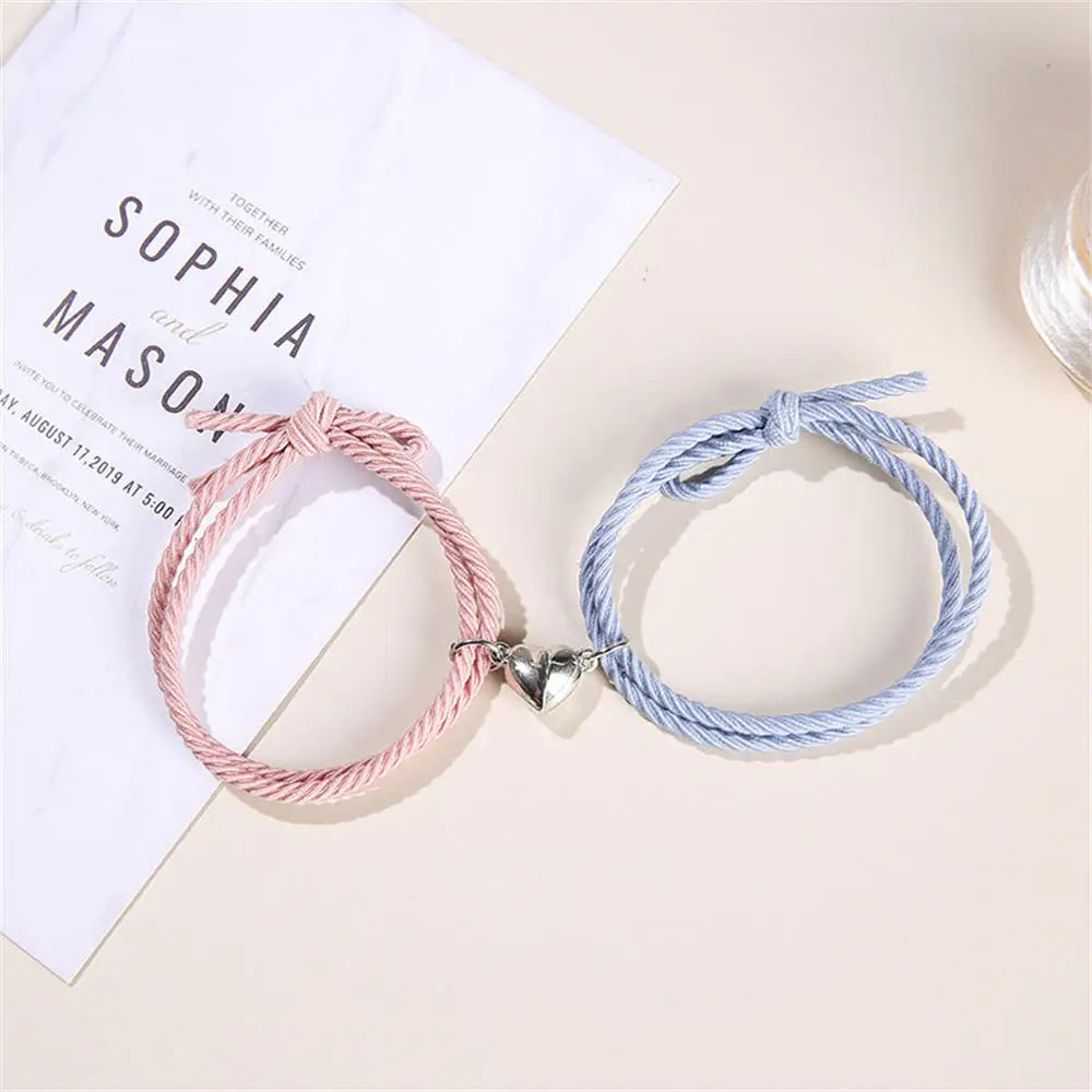 2Pcs/set Heart Rope Braided Bracelet