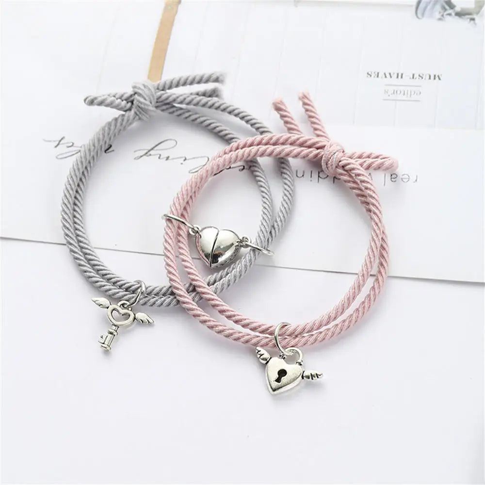 2Pcs/set Heart Rope Braided Bracelet