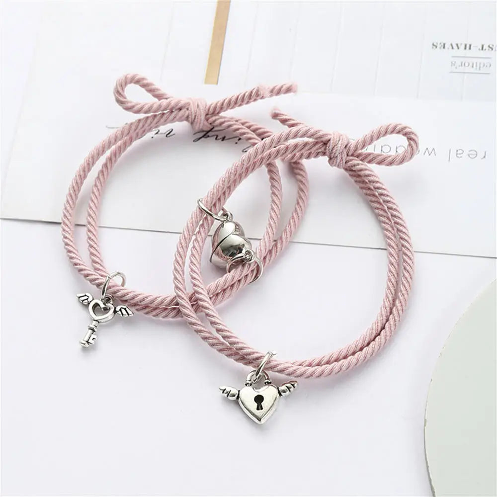 2Pcs/set Heart Rope Braided Bracelet