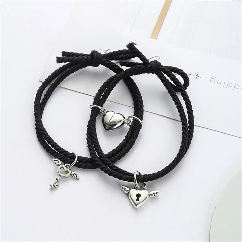 2Pcs/set Heart Rope Braided Bracelet