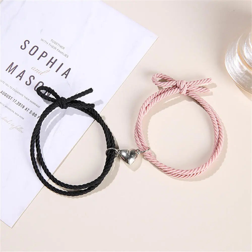 2Pcs/set Heart Rope Braided Bracelet