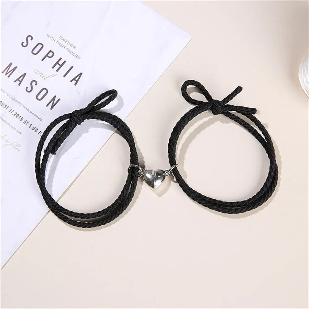 2Pcs/set Heart Rope Braided Bracelet