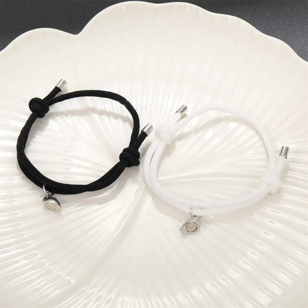 2Pcs/set Heart Rope Braided Bracelet