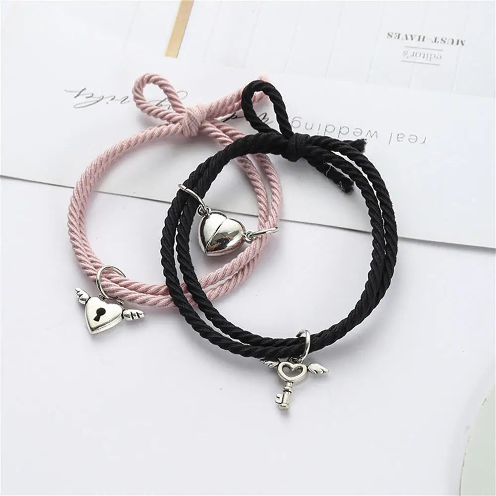 2Pcs/set Heart Rope Braided Bracelet